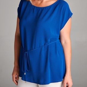 NWT PLUS Royal blue tie waist top